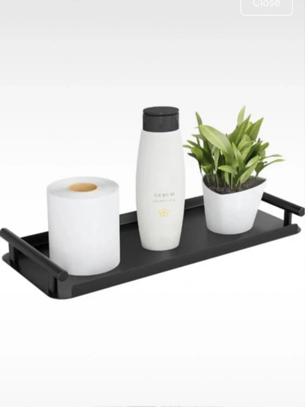 Matte Black Bathroom Tray Organizer - Minimal Home Bath Shelf